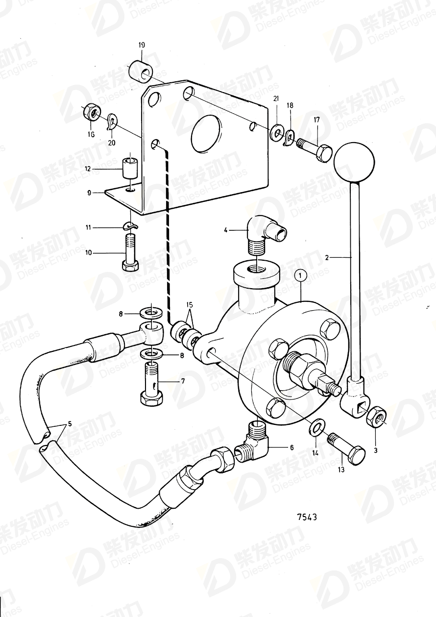 volvo penta Oil hose 847395 Drawing volvo penta Oil hose 847395 Drawing